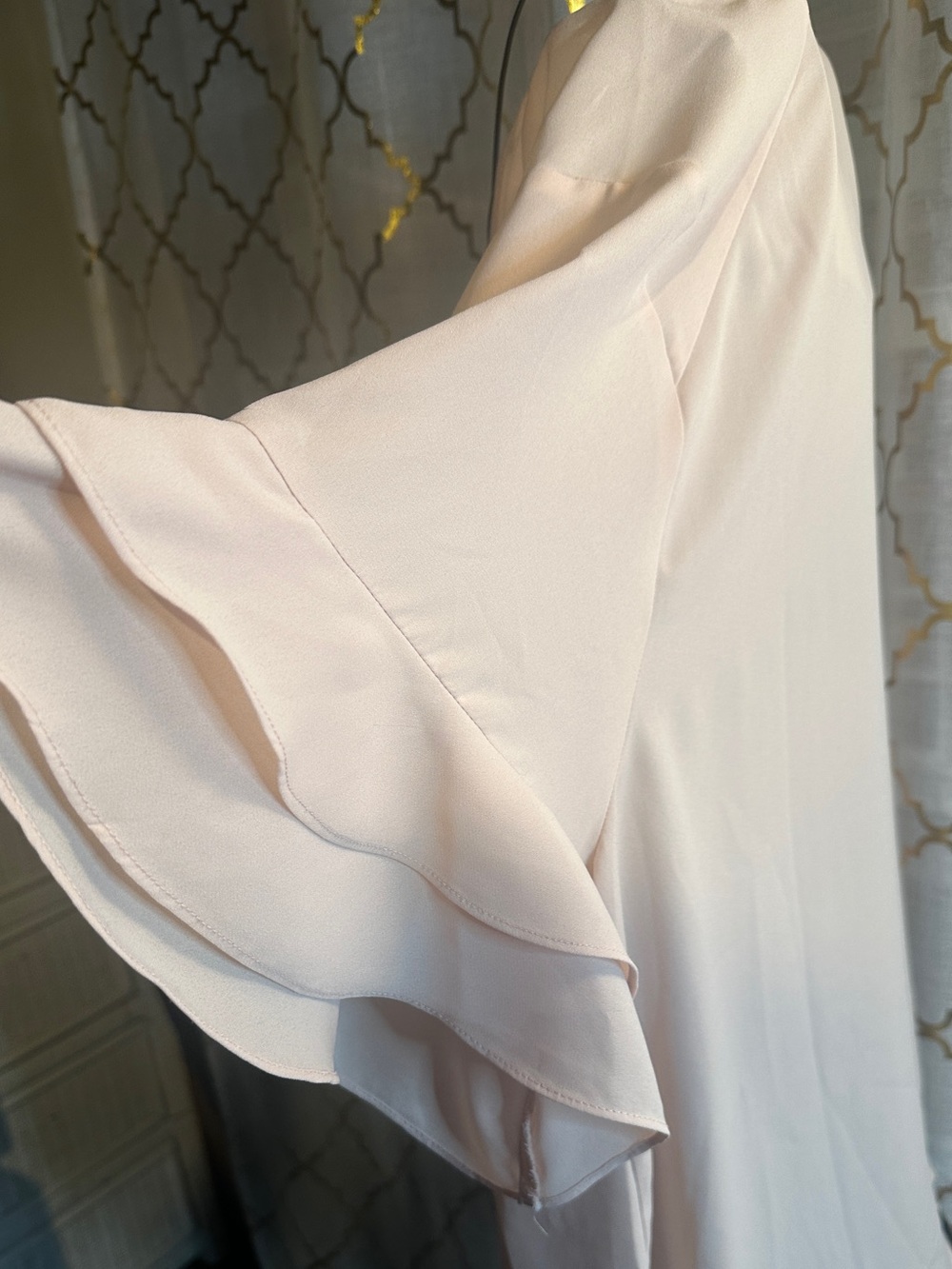 Light Pink V-Neck Ruffle Sleeve Blouse 2X - Picture 5 of 6
